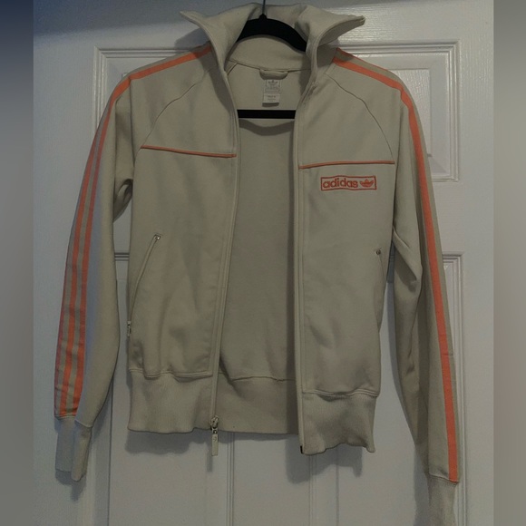 adidas Sweaters - Adidas vintage pink and cream track sweater size small
